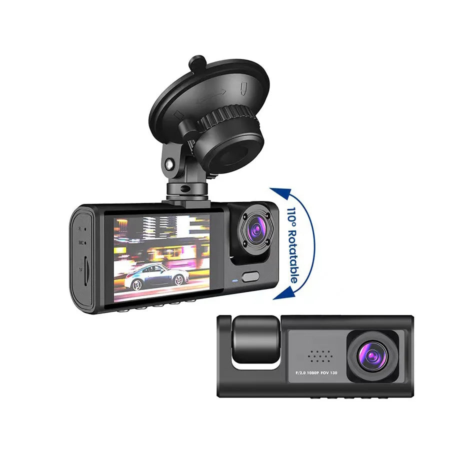 3 Channel Car DVR HD 1080P 3-Lens inside Vehicle Dash Camthree Way Camera Dvrs Recorder Video Registrator Dashcam Camcorder