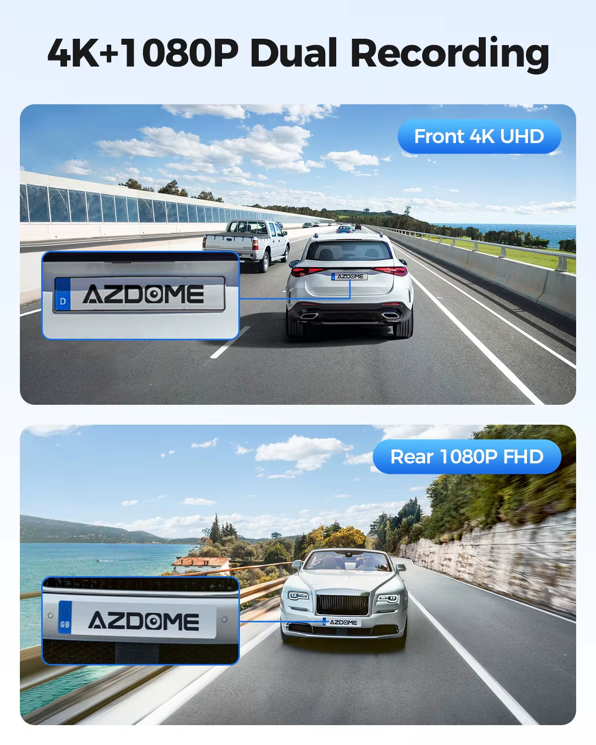 Dash Cam M300S 4K+1080P Dual Dash Car Camera Built-In Wifi GPS ADAS Car DVR 24H Parking Mode Night Vision Black Box