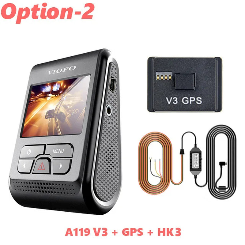 A119 V3 2K Car DVR Super Night Vision Quad HD Dash Cameras Parking Mode G-Sensor Rota Lens 2560 * 1600P Optional GPS CPL