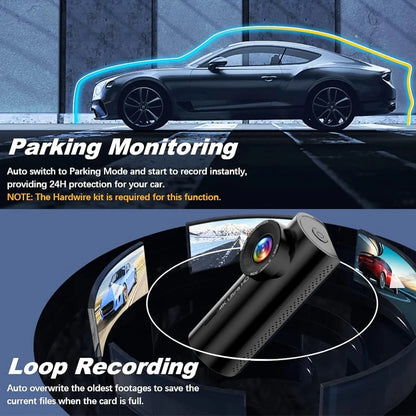 4K+1080P Dash Cam with Wifi, 170° Wide Angle, Night Vision, Loop Recording, Parking Monitor, Vehicle Camera with App Control