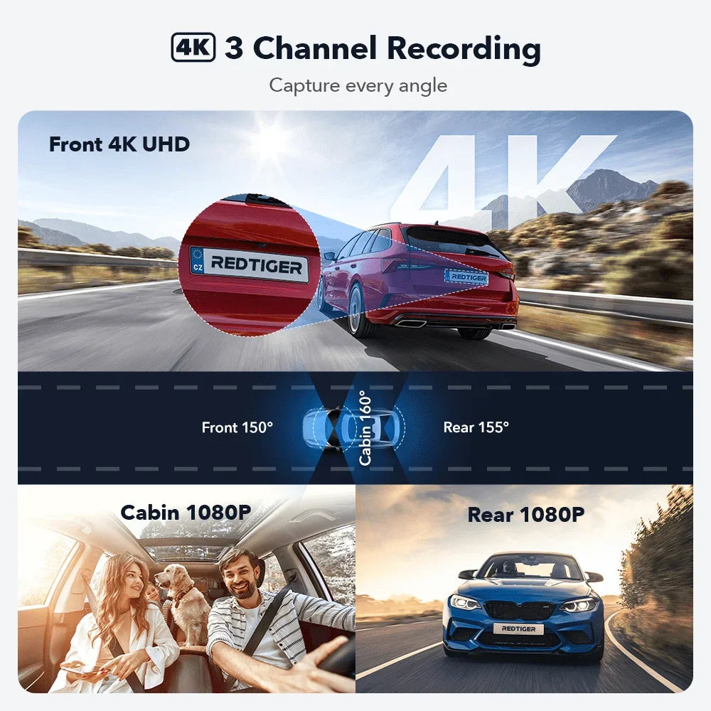 F17 4K 3 Car Cameras 5.8Ghz Wifi Dash Camera for IR Night Vision Car Dvr for Wifi Dash Cameras Built-In Gps WDR
