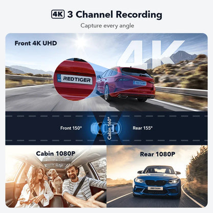 F17 4K 3 Car Cameras 5.8Ghz Wifi Dash Camera for IR Night Vision Car Dvr for Wifi Dash Cameras Built-In Gps WDR