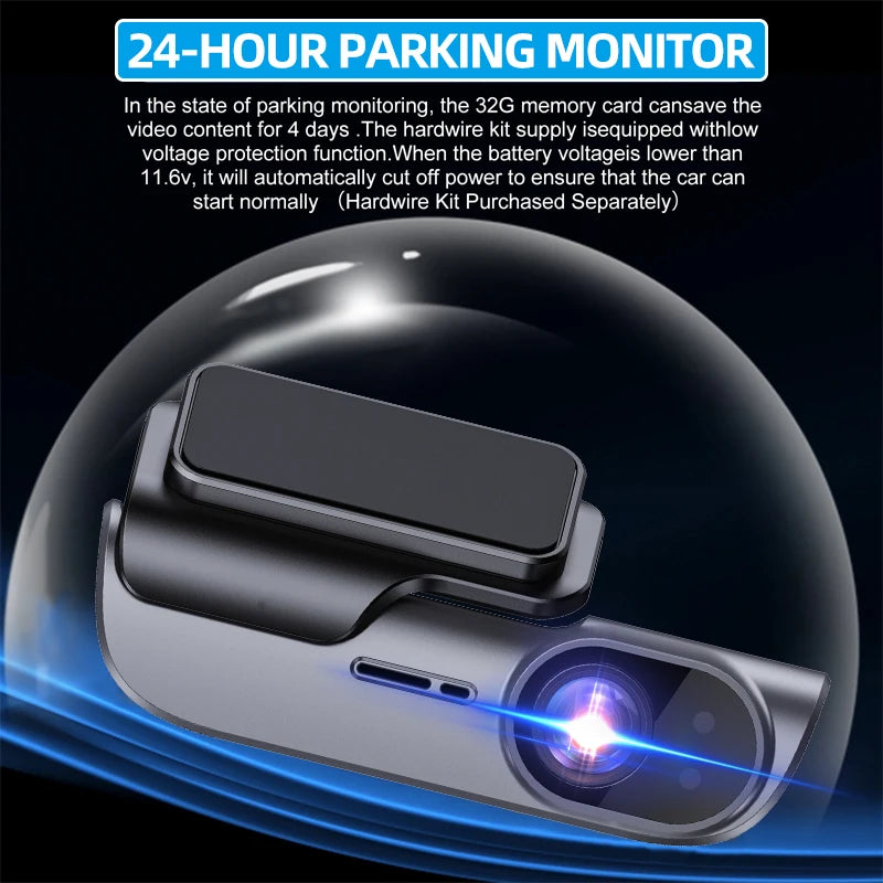 4K Car Dash Camera UHD Recording Car DVR Night Vision Video Recorder Dashcam with GPS Wi-Fi Support 24H Parking Monitoring