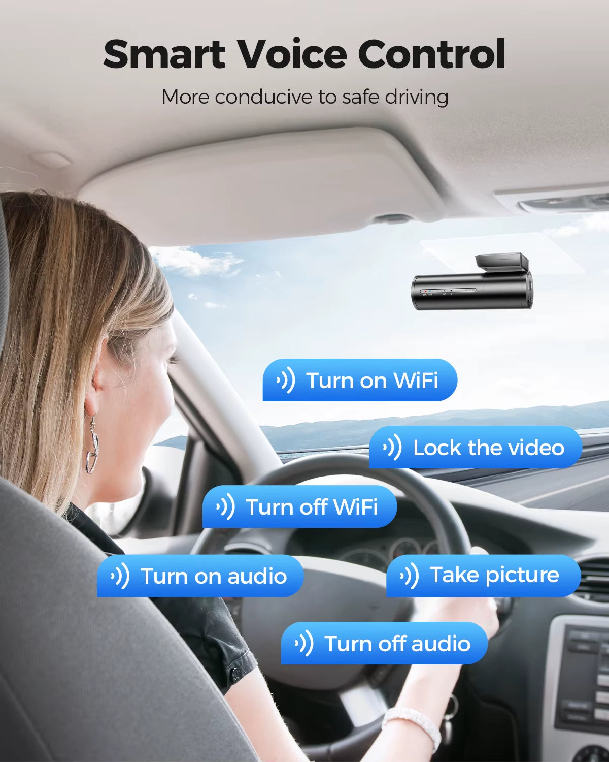 Dash Cam M300S 4K+1080P Dual Dash Car Camera Built-In Wifi GPS ADAS Car DVR 24H Parking Mode Night Vision Black Box