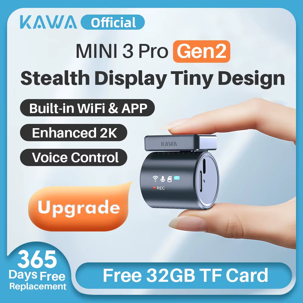 Dash Cam  MINI3 Pro Gen2 Car Dvr 2K Auto Video Recorder Upgrade Car Camera,Wifi&App/Voice Control,Night Vision Tiny Dashcam