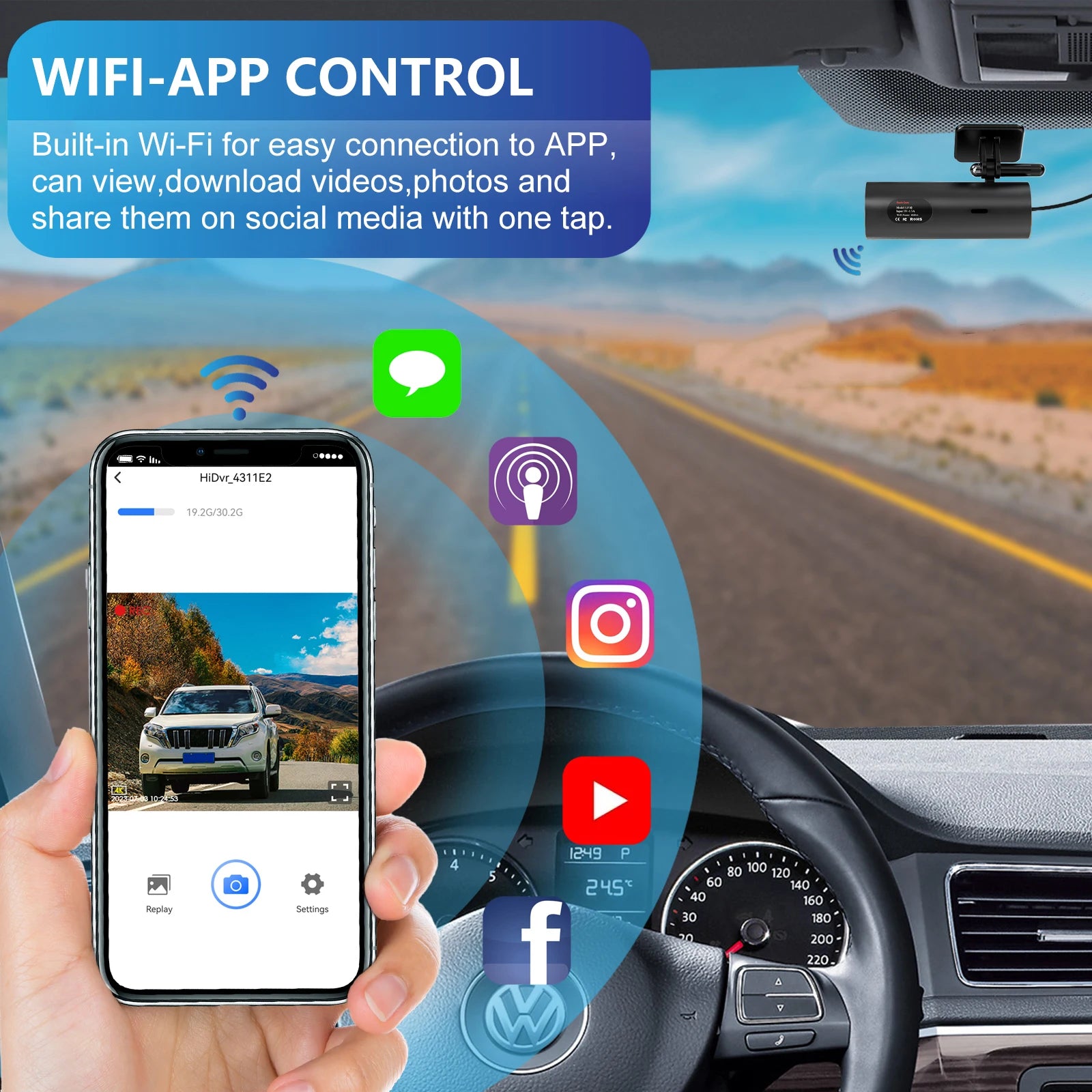 Dash Cam Auto 4K Wifi Front Camera Mini Car DVR Video Recorders Night Vision 24H Parking Monitor Surveillance Recording Camera