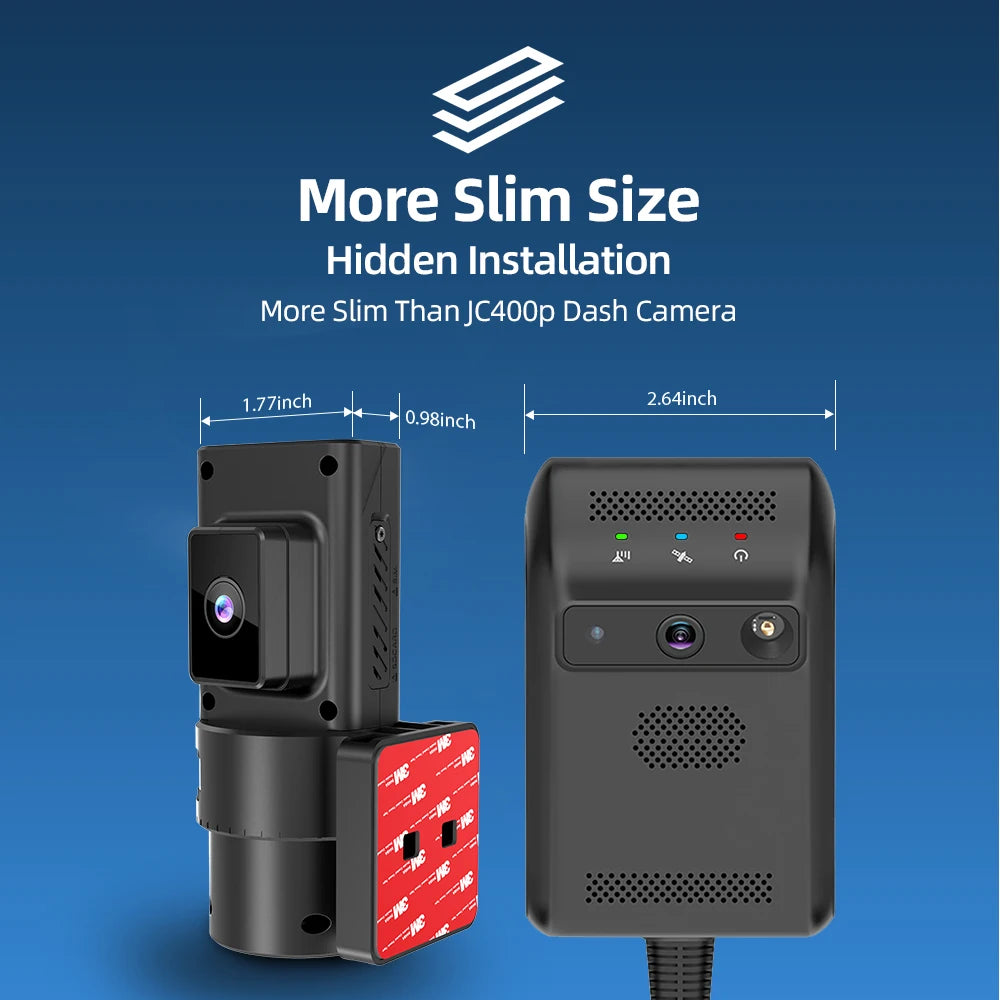 JC181 Mini 4G Car Camera with Live Stream Dual Cameras GPS Tracking Wifi Hotspot Multiple Alarms DVR Dash Cam Free APP Web