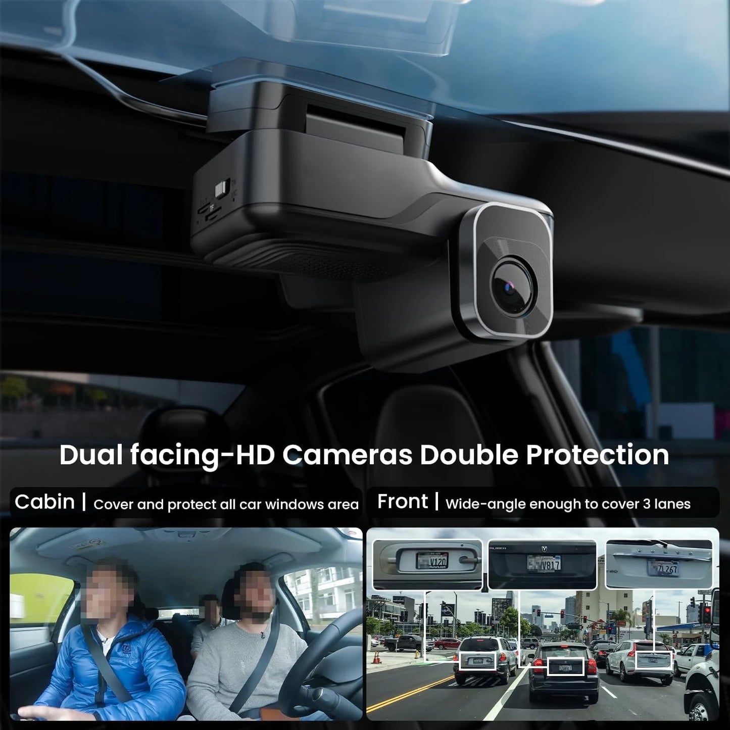 4G Dual Dash Cam Front and inside 1296P+1080P GPS Tracker Remote Live Streaming Parking Monitor Night Vision Wifi App Control