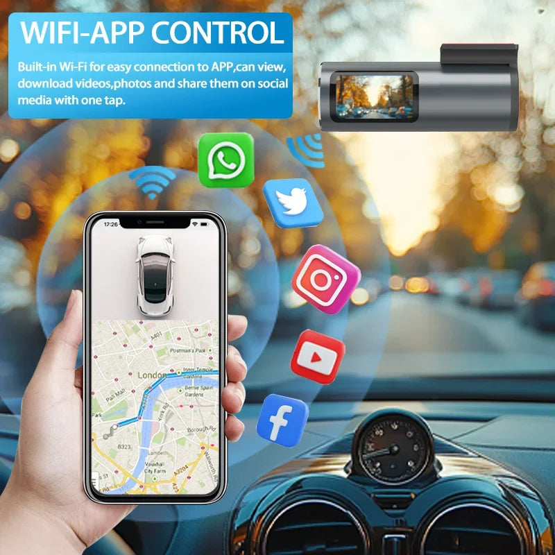 Dash Cam 4K Wifi GPS Dash Camera for Cars Mini Front Car DVR 24H Parking Mode G-Sensor Car Driving Video Recorder Loop Recording