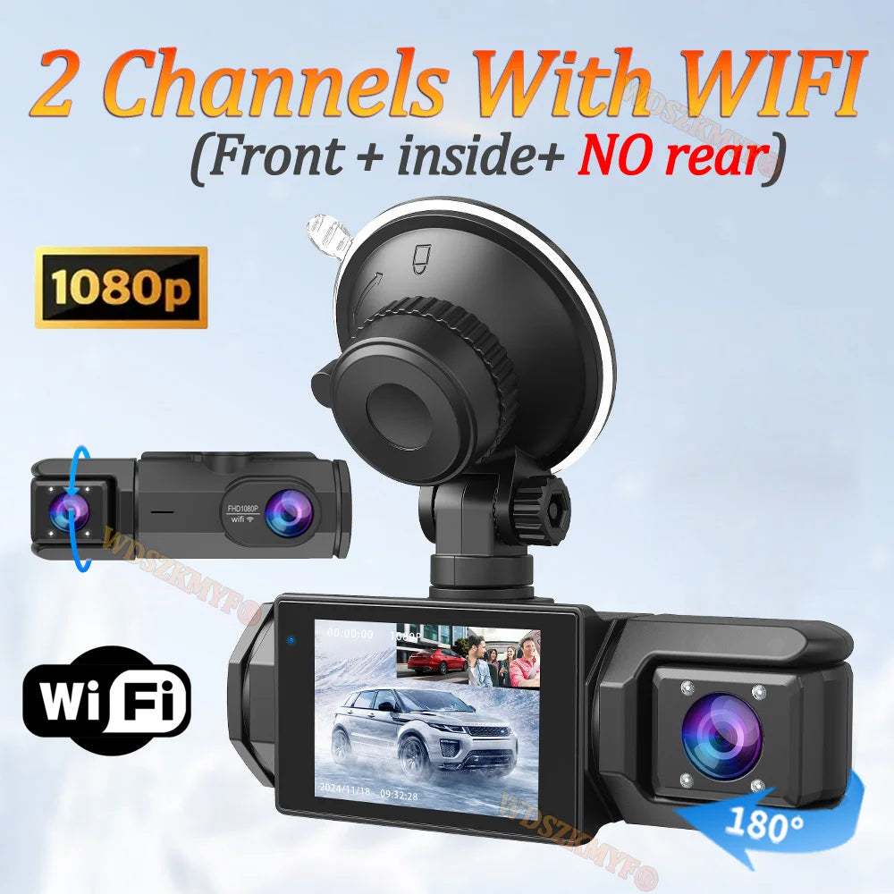 WIFI Dash Cam for Car 2/3 Channel Front Rear Camera 1080P Video Recorder Dashcam Black Box Car DVR Optionalrear View Camera