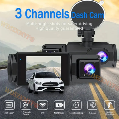 WIFI Dash Cam for Car 2/3 Channel Front Rear Camera 1080P Video Recorder Dashcam Black Box Car DVR Optionalrear View Camera