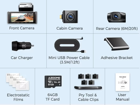 M550 Dash Cam 4K +1080 3.18'' Screen 3 Camera GPS Wifi APP Control Car DVR IR Night Vision 24H Parking Support Rear Cam