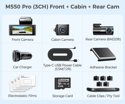Upgrade  M550 Pro Dash Cam 4K 5.8Ghz Wi-Fi Support Interior and Rear Cam Car DVR 6 IR Night Vision Parking Monitor Dashcam