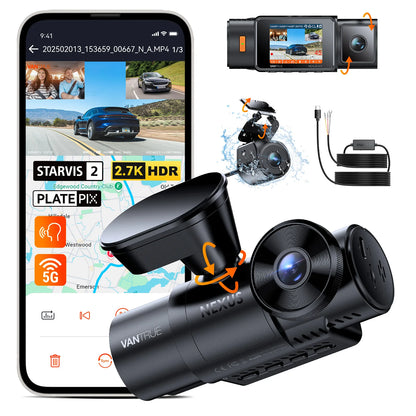 N4S 3 Channel Wifi Dashcam STARVIS 2 Platepix™ 2.7K IP67 Waterproof Rear Camera HDR IR Night Vision GPS Packing Mode